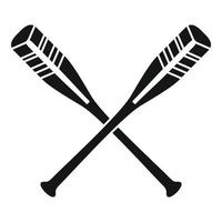 Crossed striped oars icon, simple style vector