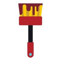 Paint brush with red paint icon, flat style vector