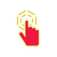 la mano del cursor hace clic en el icono de estilo plano vector