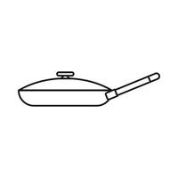 Black frying pan icon, outline style vector