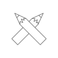 Two crossed pencils icon, outline style vector