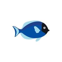 Blue fish icon in flat style vector