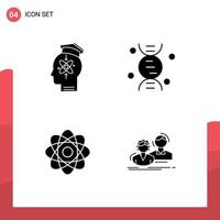 User Interface Pack of 4 Basic Solid Glyphs of capability biochemistry knowledge research laboratory Editable Vector Design Elements