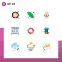 Universal Icon Symbols Group of 9 Modern Flat Colors of cloud target easter location science Editable Vector Design Elements