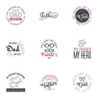 Set of Happy Fathers day elements 9 Black and Pink Vector illustration Editable Vector Design Elements