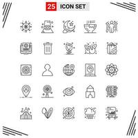 25 Icons Line Style Grid Based Creative Outline Symbols for Website Design Simple Line Icon Signs Isolated on White Background 25 Icon Set Creative Black Icon vector background