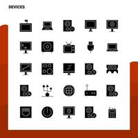 conjunto de iconos de 25 dispositivos plantilla de ilustración de vector de icono de glifo sólido para ideas web y móviles para empresa comercial
