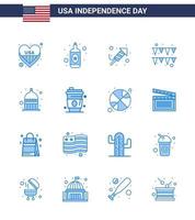 16 USA Blue Pack of Independence Day Signs and Symbols of usa indianapolis religion indiana garland Editable USA Day Vector Design Elements