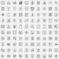 Pack of 100 Universal Line Icons for Mobile and Web vector