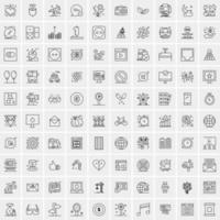 Pack of 100 Universal Line Icons for Mobile and Web vector