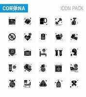 25 Solid Glyph Set of corona virus epidemic icons such as cleaning weight care gym safety viral coronavirus 2019nov disease Vector Design Elements