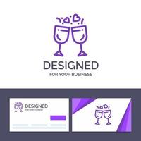 Creative Business Card and Logo template Glass Love Drink Wedding Vector Illustration