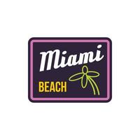 Miami beach label icon in flat style vector