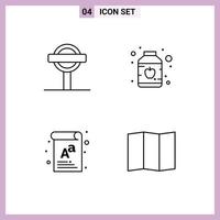 Stock Vector Icon Pack of 4 Line Signs and Symbols for road font signs preserves location Editable Vector Design Elements