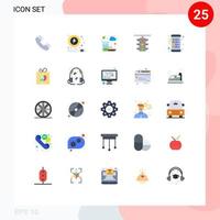 Universal Icon Symbols Group of 25 Modern Flat Colors of checklist traffic water station light Editable Vector Design Elements