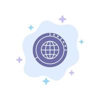 Management Data Global Globe Resources Statistics World Blue Icon on Abstract Cloud Background vector