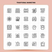 OutLine 25 Traditional Marketing Icon set Vector Line Style Design Black Icons Set Linear pictogram pack Web and Mobile Business ideas design Vector Illustration