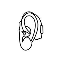 Hearing aid icon, outline style vector