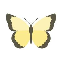 Light yellow butterfly icon, flat style vector