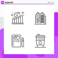 Set of 4 icons in Line style Creative Outline Symbols for Website Design and Mobile Apps Simple Line Icon Sign Isolated on White Background 4 Icons Creative Black Icon vector background