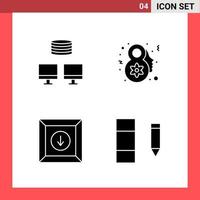 4 Icon Pack Solid Style Glyph Symbols on White Background Simple Signs for general designing Creative Black Icon vector background