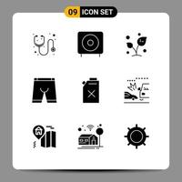 Modern Set of 9 Solid Glyphs Pictograph of dress clothe subwoofer accessories sprout Editable Vector Design Elements