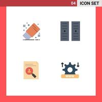 Pictogram Set of 4 Simple Flat Icons of draw curriculum tool server resume Editable Vector Design Elements