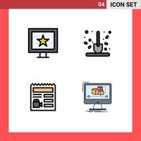 Pictogram Set of 4 Simple Filledline Flat Colors of cinema basic autumn scoop camera Editable Vector Design Elements