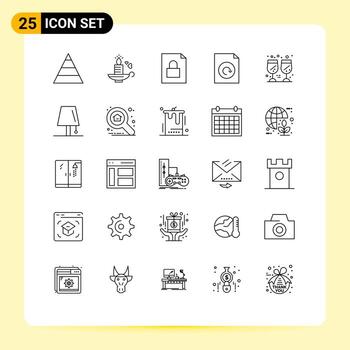 Pack of 25 creative Lines of design wine file glass reload Editable Vector Design Elements