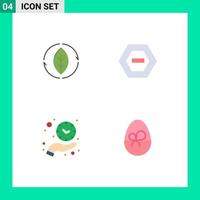 Pictogram Set of 4 Simple Flat Icons of energy hand power minus time Editable Vector Design Elements