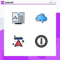 Universal Icon Symbols Group of 4 Modern Filledline Flat Colors of medical arrows book link upload Editable Vector Design Elements