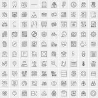 Pack of 100 Universal Line Icons for Mobile and Web vector