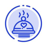 Dinner Food Bbq Love Valentine Blue Dotted Line Line Icon vector