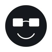 Smiling emoticon in sunglasses icon, simple style vector