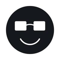 emoticono sonriente en icono de gafas de sol, estilo simple vector