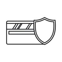 Credit card and shield icon, outline style vector