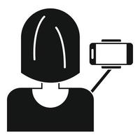 mujer toma selfie icono, estilo simple vector