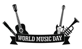 World music day icon, simple style vector