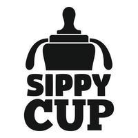 Plastic sippy cup logo, simple style vector