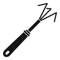 Metal hand rake icon, simple style vector