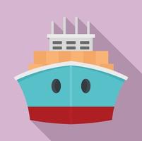 icono de barco portacontenedores delantero, estilo plano vector