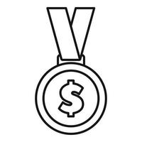 Money gold medal icon, outline style vector