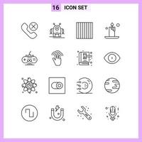 16 Icons in Line Style Outline Symbols on White Background Creative Vector Signs for Web mobile and Print Creative Black Icon vector background