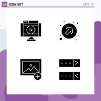 User Interface Pack of 4 Basic Solid Glyphs of internet add player arrows photo Editable Vector Design Elements