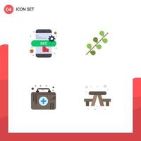 Pictogram Set of 4 Simple Flat Icons of marketing medical emergency easter first aid kit camping Editable Vector Design Elements