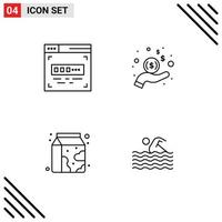 4 Universal Filledline Flat Colors Set for Web and Mobile Applications code milk hand dollar activity Editable Vector Design Elements