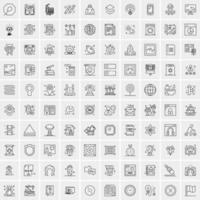 Pack of 100 Universal Line Icons for Mobile and Web vector