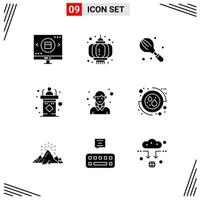 9 Icons Solid Style Grid Based Creative Glyph Symbols for Website Design Simple Solid Icon Signs Isolated on White Background 9 Icon Set Creative Black Icon vector background