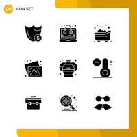 9 Universal Solid Glyphs Set for Web and Mobile Applications images photos seo camera child Editable Vector Design Elements