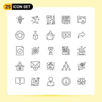 Pack of 25 creative Lines of password data ax design monitor Editable Vector Design Elements